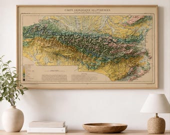 Pirineos / Antiguo mapa geológico impreso