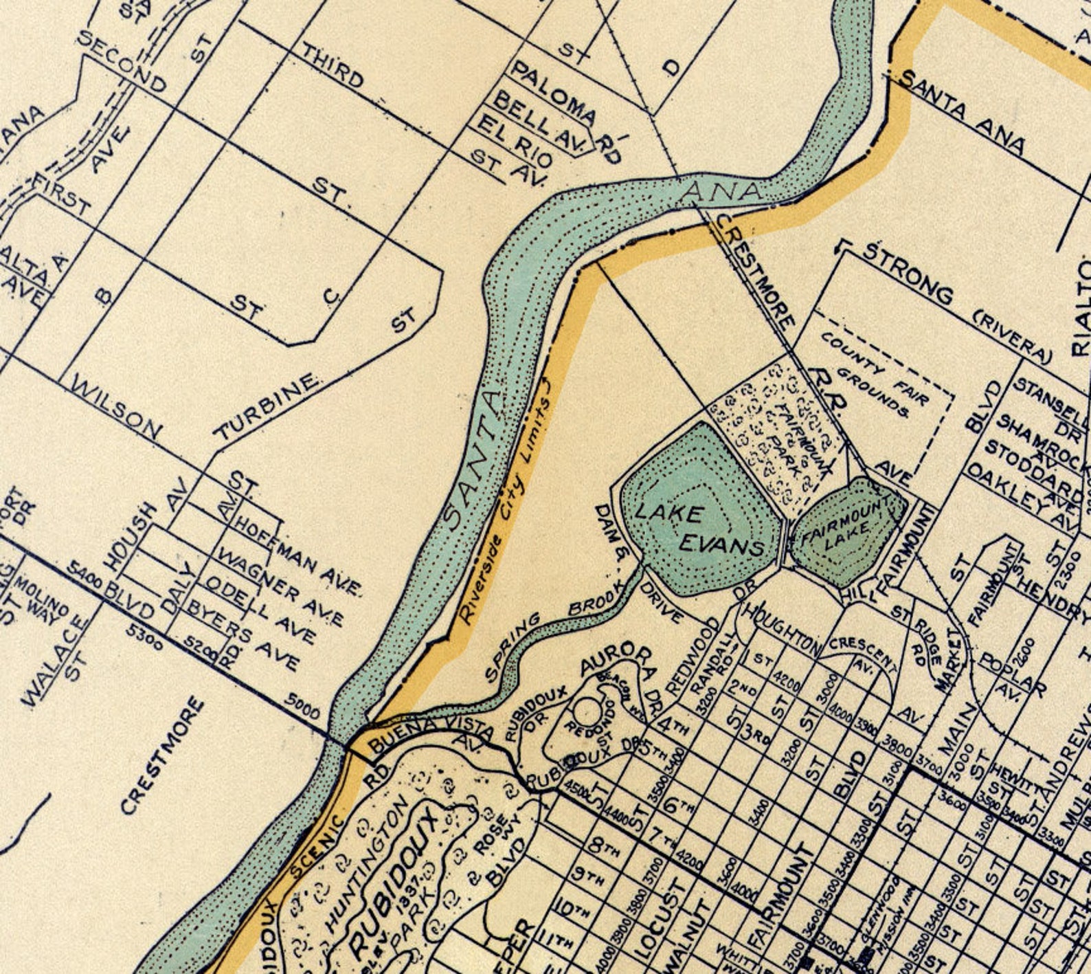 Old Map of Riverside Old City Map Print Large Map Poster Etsy