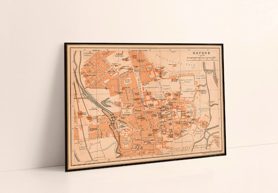 Oxford map, vintage city plan, graduation gift,