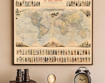 ルイヴィトン　ビンテージ手帳　世界地図付き 世界地図プッシュピンウォールアート（無料ピン付き）、コルク世界地図