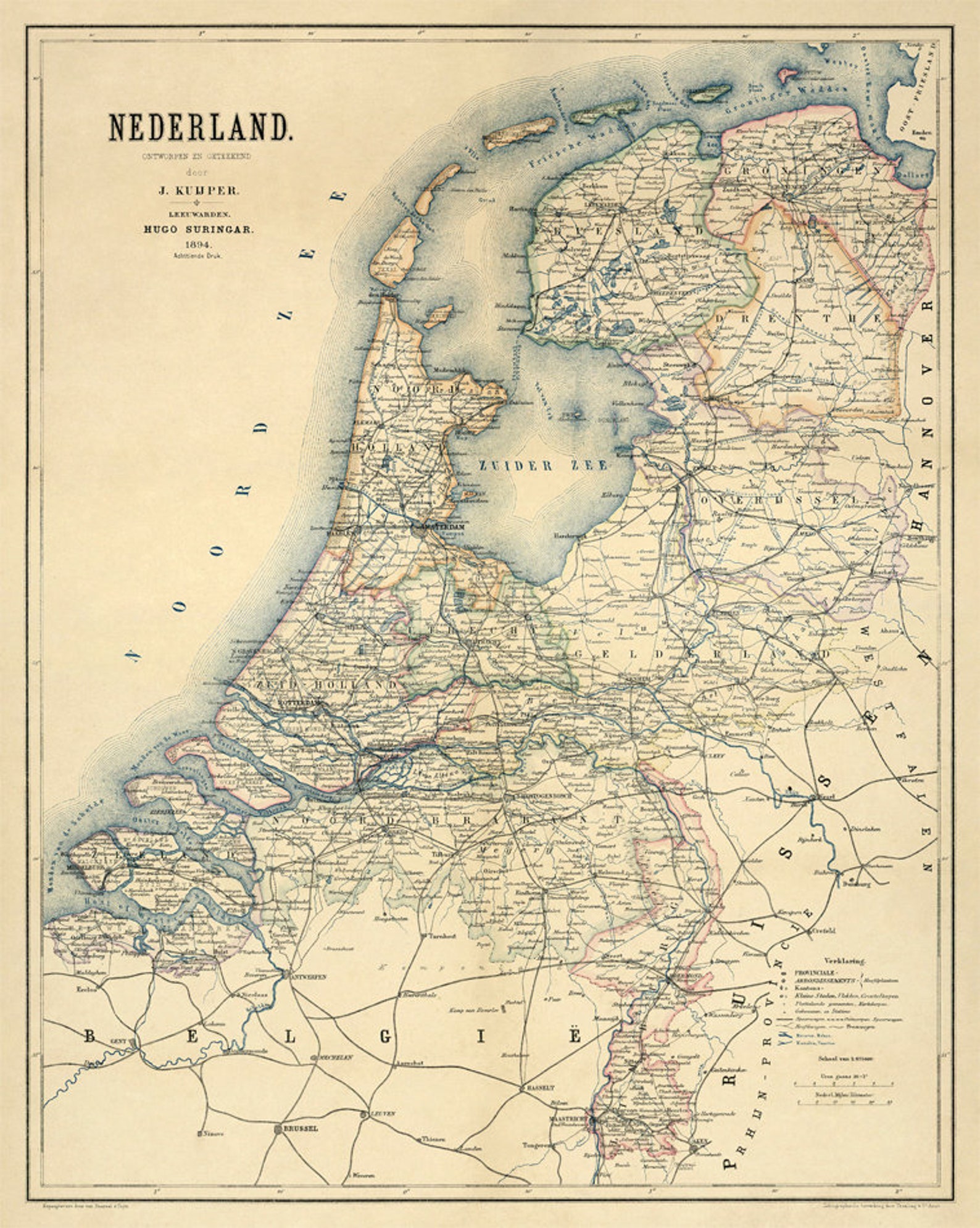Niederlande Wandkarte Alte Landkarte von Holland Giclee - Etsy