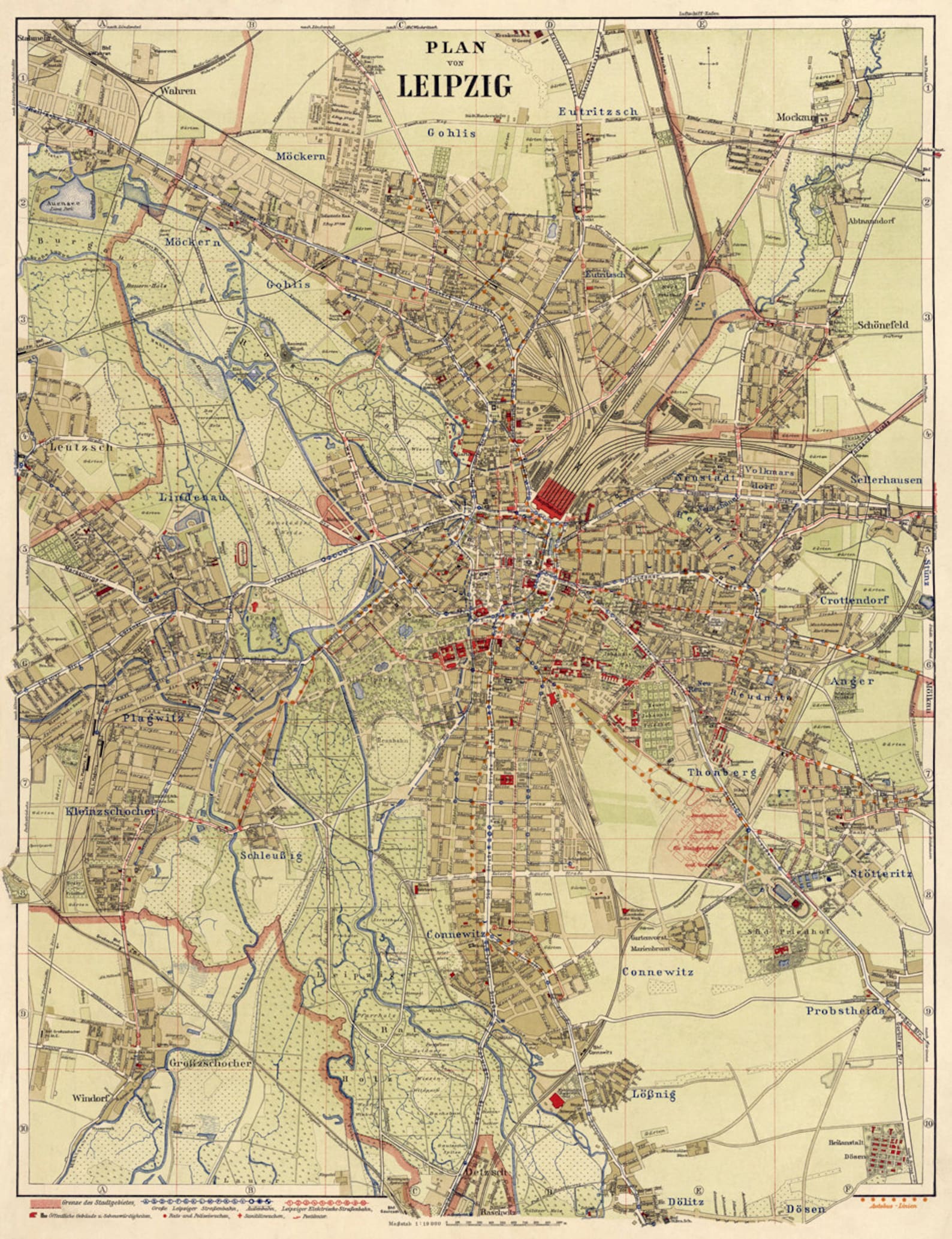 Leipzig Karte Alte Karte von Leipzig Feiner Druck auf - Etsy.de