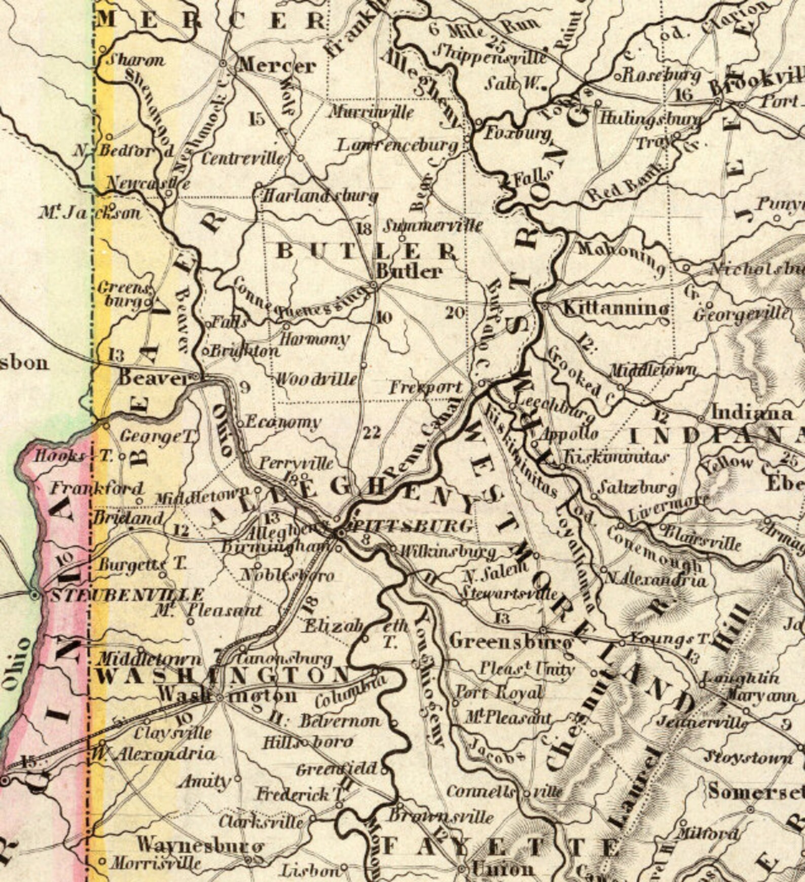 Pennsylvania Map Old Map of Pennsylvania Archival