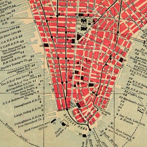 Old map of New York City from 1892, large wall map decor, colorful city map of NYC with a wonderful patina image 6