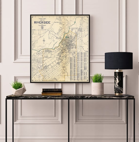 Old map of Riverside - Old city map print - Large map poster available on paper or canvas