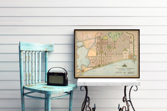 Venice (Florida) map - Decorative old map of Venice - Giclee reproduction on paper or canvas