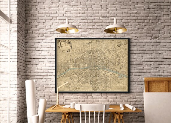 Map of Paris and surroundings - Plan de Paris, ses faubourgs et ses environs-  Fine print on paper or canvas