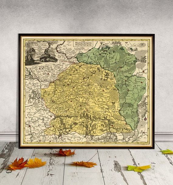 Lithuania map - Old map of Lithuania - Archival print on matte canvas or fine coated paper