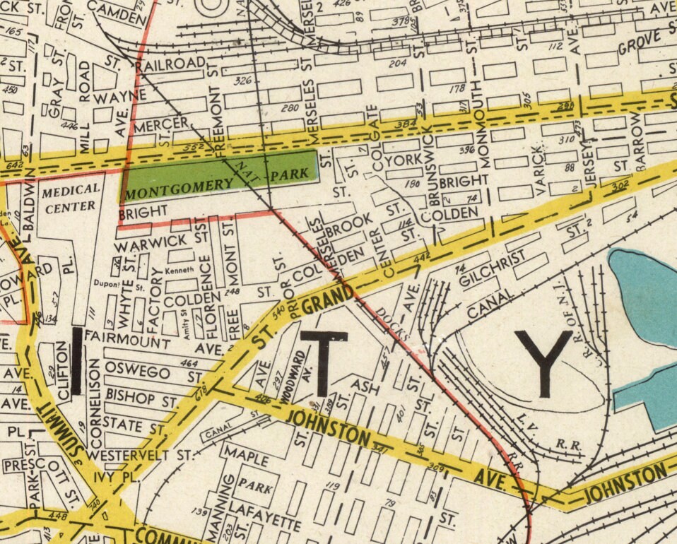 Jersey City map Old map of Jersey City Large city plan print on