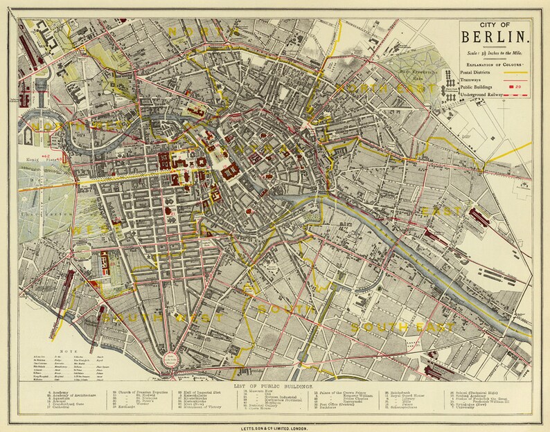 Alte Karte von Berlin Berlin-Karte wiederhergestellt | Etsy
