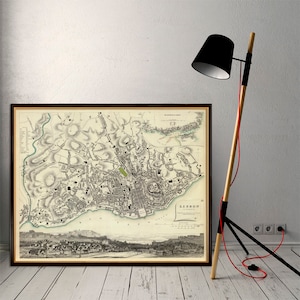 Carte de Lisbonne - Ancienne reproduction d'archives de carte - Lisboa mapa, disponible sur papier ou sur toile