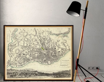 Karte von Lissabon - Alte Karte Archivierung - Lisboa Mapa, erhältlich auf Papier oder Leinwand