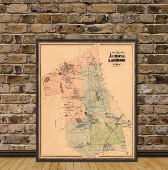 Abington map - Vintage map of Abington print - Old map of Abington - Fine reproduction on paper or canvas