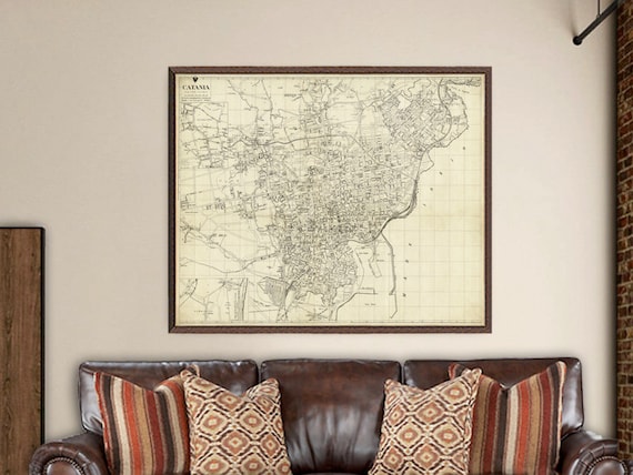 Catania map - Old map of Catania - Archival print, available on fine coated paper or canvas