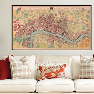 Ancienne carte de Londres sous George III, reproduction fine de carte historique