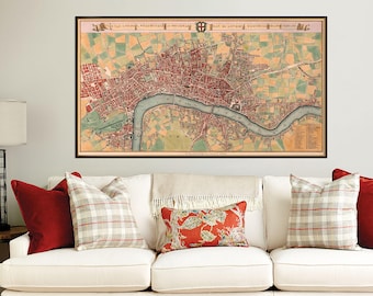 Old map of London during George III, historical map fine reproduction