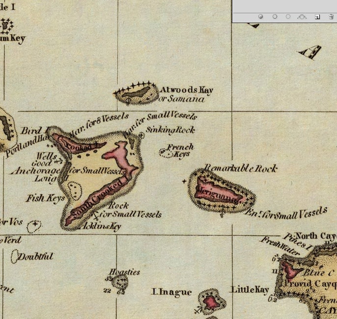 Bahamas 1885 cuadro de plan de Mapa Antiguo Vintage Antiguo Lengua del Océano 