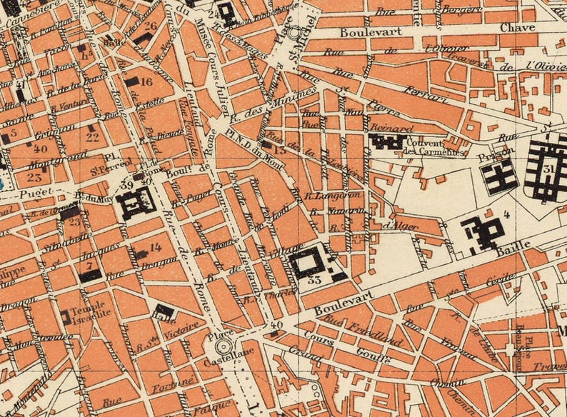 Carte vintage de Marseille - Plan de la vieille ville de Marseille de 1888 image 5