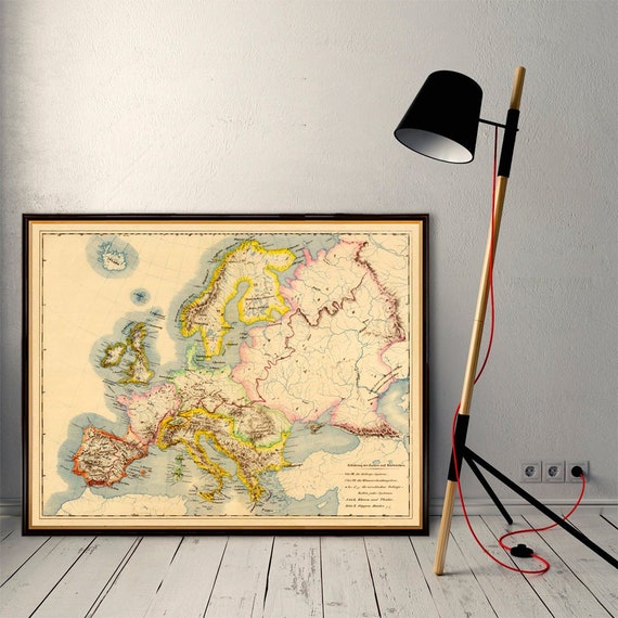 Europe vintage map - Antique map of Europe - Fine print on matte paper or canvas