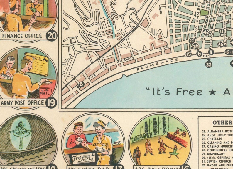 Pictorial Map of Nice Vintage Map Nice Map Fine Print - Etsy