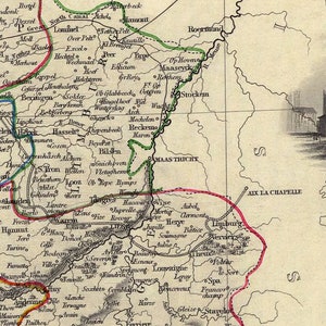 Belgium map, old map restored, vintage city plan, wall art decor, Belgium in 19th century image 3