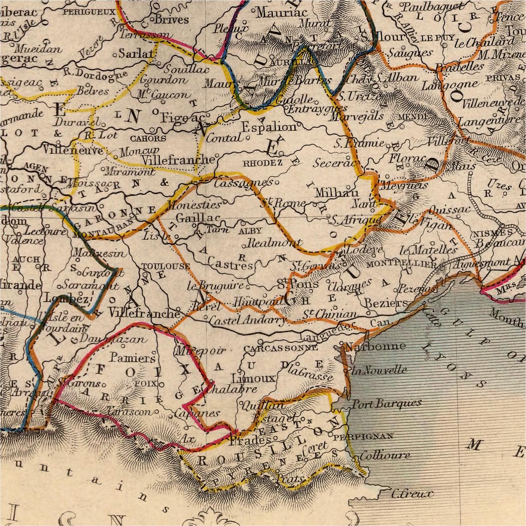 Antique Map of France Print | Vintage Geography Art | Historical