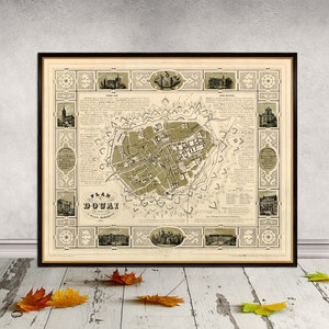 Mapa Douai - Plan de la ville de Douai (Francja) - Drobny druk giclee