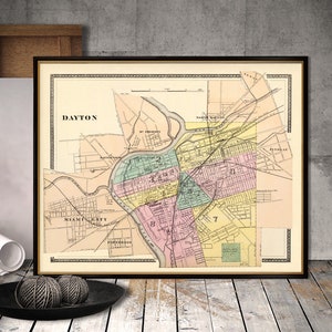 Old  map - Vintage map of Dayton - Archival reproduction on paper or canvas