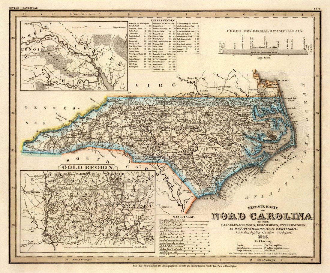 Old Map of North Carolina Vintage Map Reproduction North Etsy