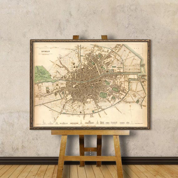 Dublin map  - Old map of Dublin print - Fine reproduction on coated paper or matte canvas