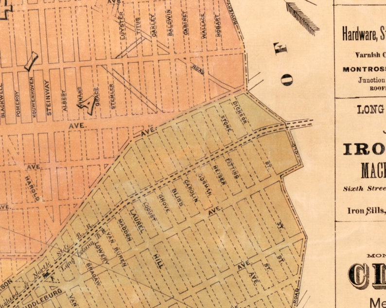 Old map of Long Island City Wonderful old city plan , available on paper or canvas image 3