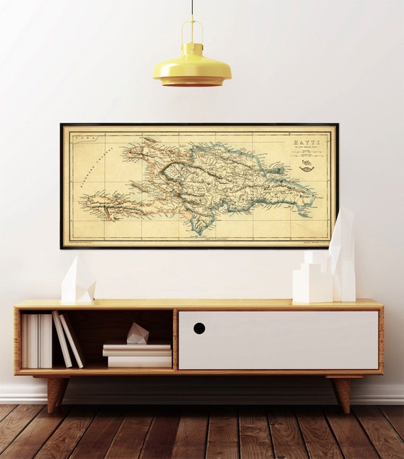 Vintage map of Haiti -  Old map print , available on paper or canvas