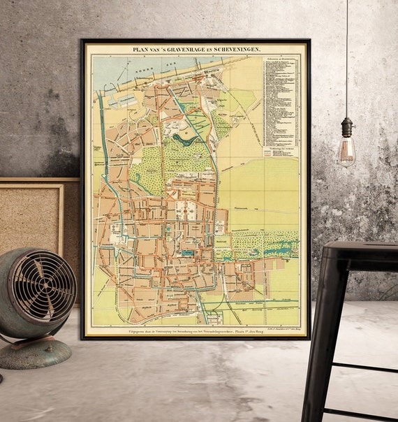 Hague map - Old map of Hague archival reproduction - Den Haag kaart, available on paper or canvas