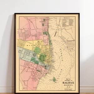 Halifax map - Vintage map of Halifax , antique looking map, giclee reproduction