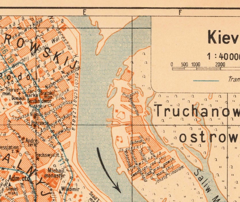 Kiev map - Historic map of Kiev - A vintage map from 1928 - fine print ...