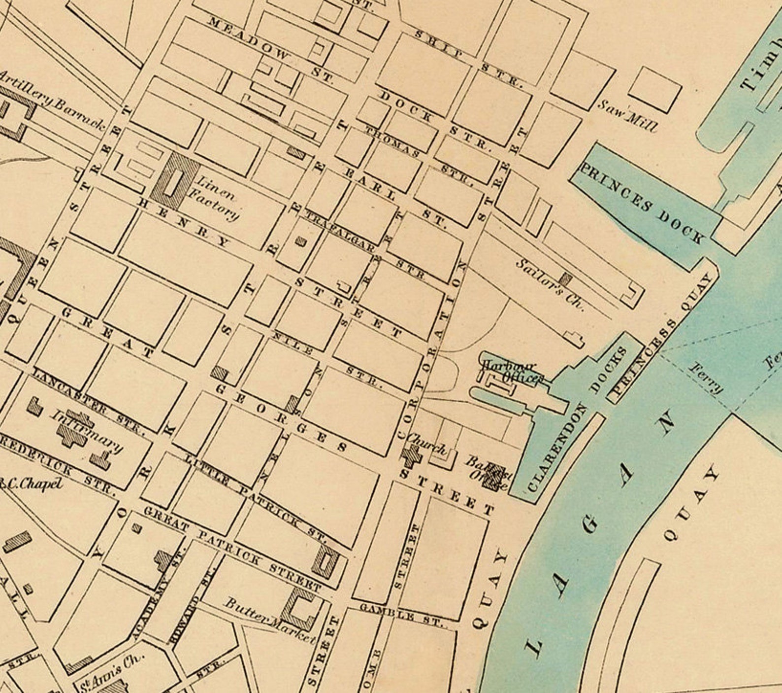 Belfast Map Fine Giclee Print Old Map of Belfast northern Etsy