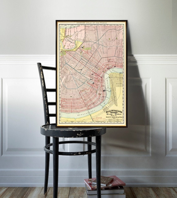 New Orleans map - Old map of New Orleans from 1896, Big Easy map poster, wall art print