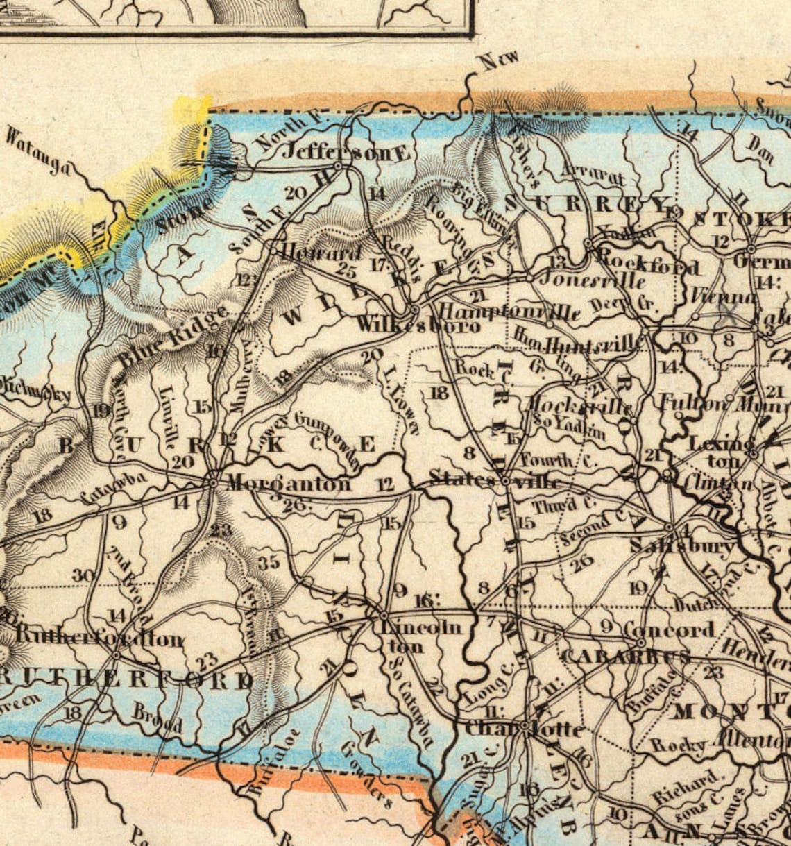 Old Map of North Carolina Vintage Map Reproduction North Etsy