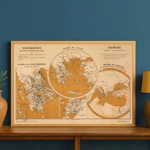 World Map | As it was in Iliad Odyssey by Homer | Ancient Cartography | Fine Print