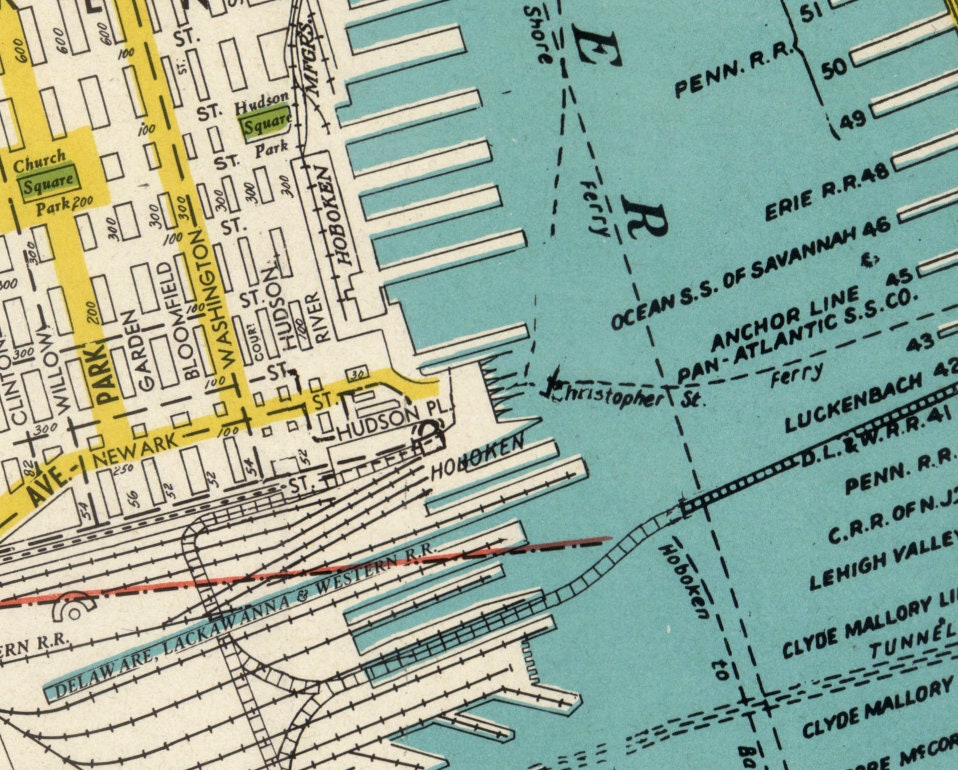 Jersey City map Old map of Jersey City Large city plan print on