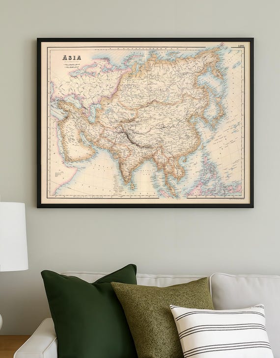 Antique 19th Century Asia Atlas | Historical Map Print | Vintage Wall Art