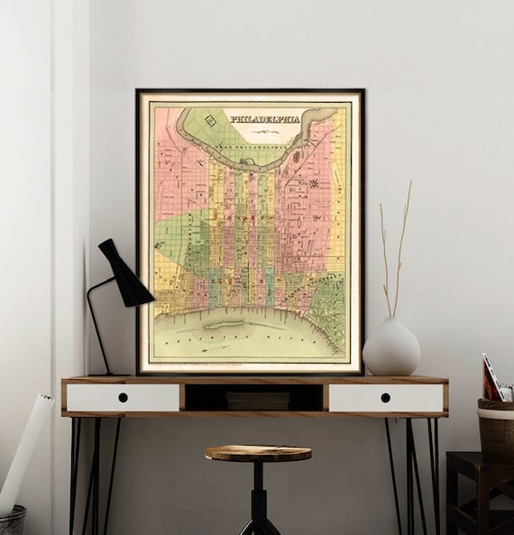 Old map of Philadelphia - Vintage city map  - Archival giclee print on paper or canvas