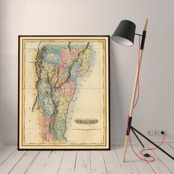 Vermont map - Vintage map of Vermont  - Old map restored, giclee print on paper or canvas