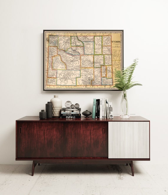 Wyoming  map - Vintage state map of Wyoming - available on paper or canvas