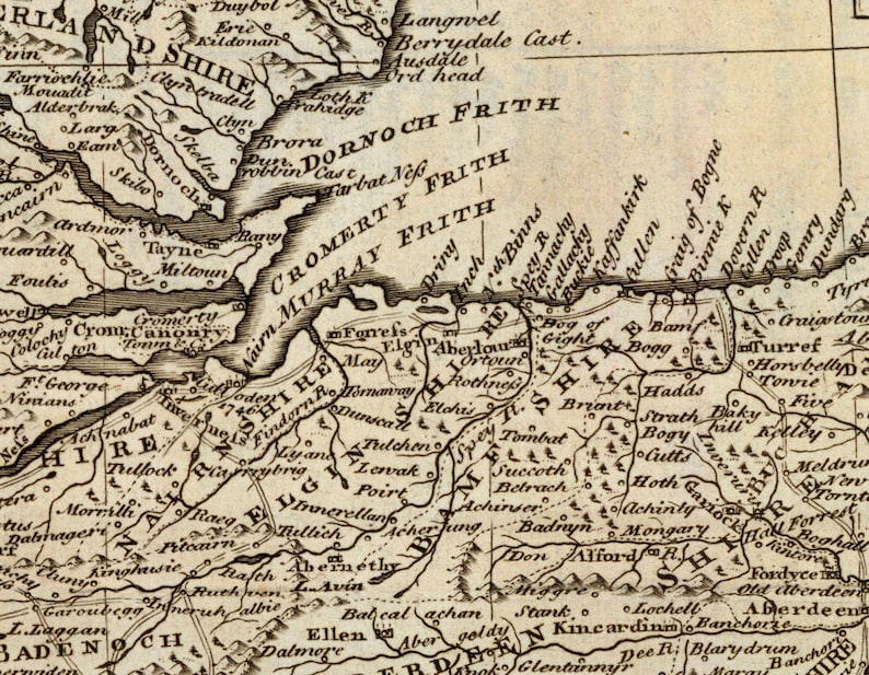Carte de l'Ecosse - Carte historique de l'Ecosse, reproduction d'archives sur papier ou toile image 4