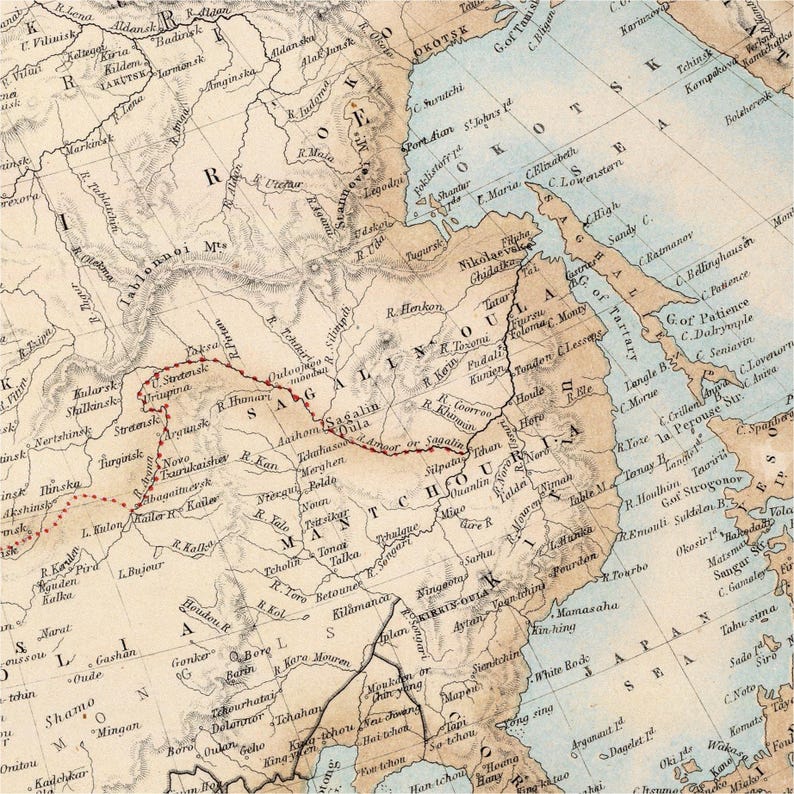 Antiker Asienatlas aus dem 19. Jahrhundert | Historischer Kartendruck | Vintage-Wandkunst Bild 5