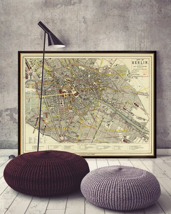 Old map of Berlin  -  Berlin map  restored - Archival print - Fine giclee  print