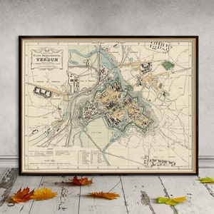 Mapa Verdun - Stara reprodukcja mapy - Plan monumental de Verdun