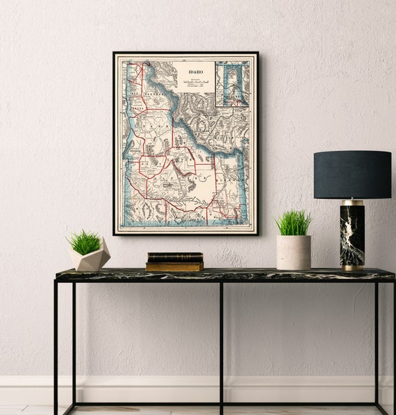 Idaho map - Historical map restored - Fine print on paper or canvas