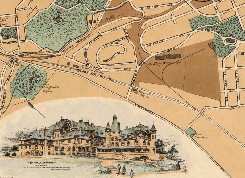 Staunton Map Old Map Restored City of Staunton Fine Etsy